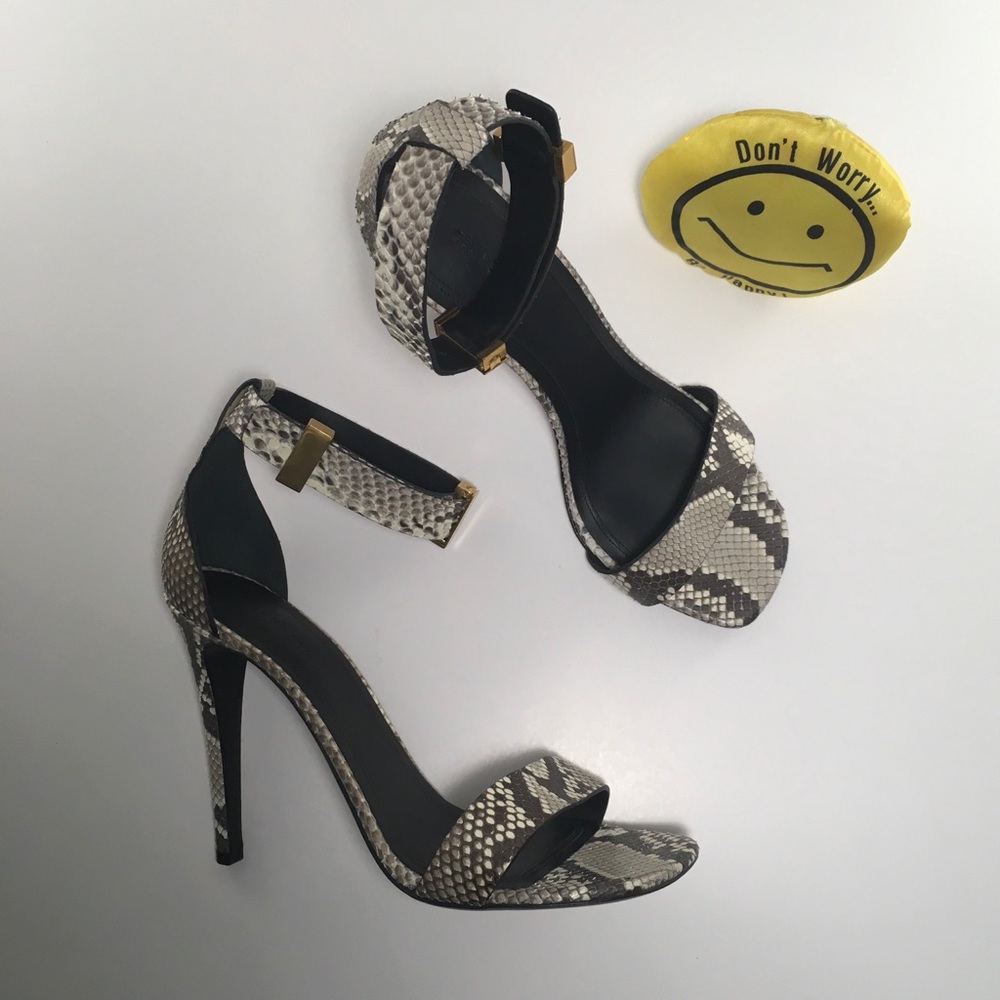 Celine Iconic Ankle Strap Snakeskin Sandals Heels, Brand New, IT 39